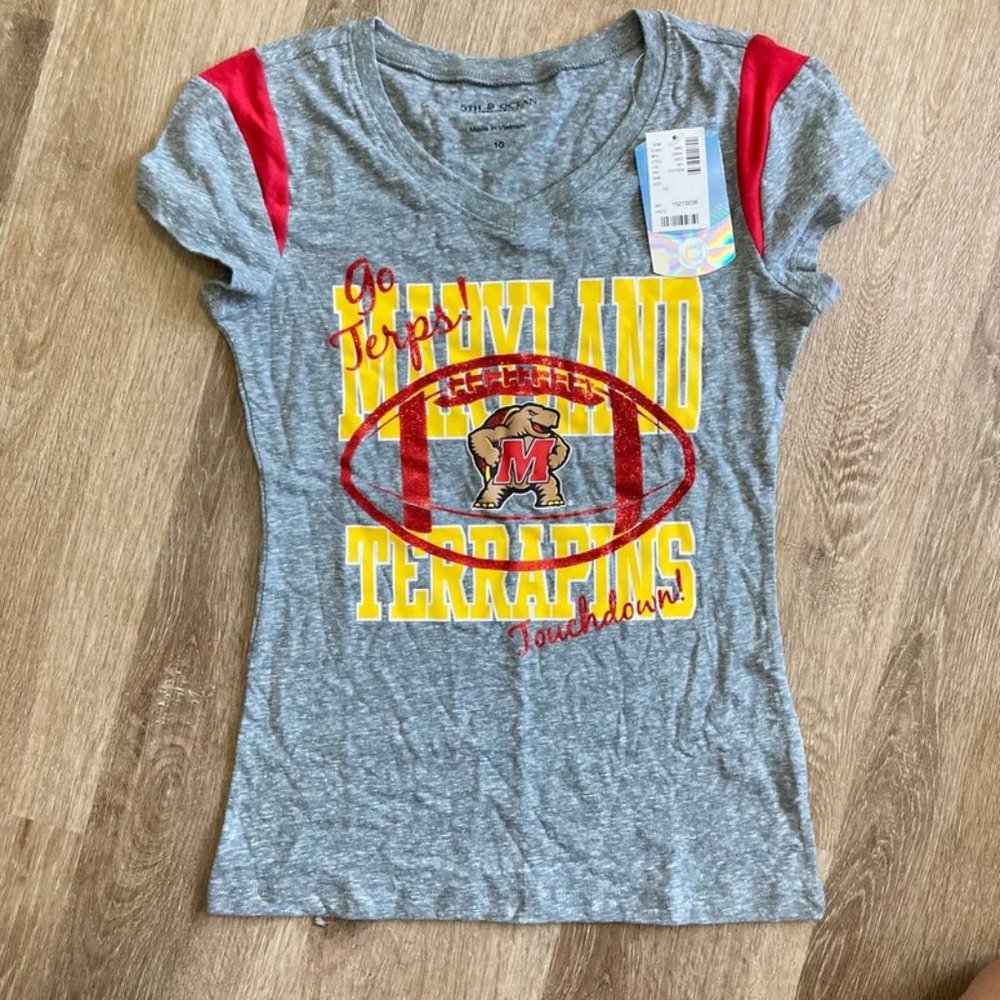 Maryland Terrapins Football girl’s size 10 tshirt NWT